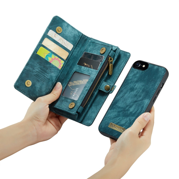 CaseMe for  iPhone 8 & 7  Multifunctional Leather Billfold with Detachable Magnetic PC Back Protective Case & Holder & 10 Card Slots & 3 Cash Slots & 1 Zipper Wallet & 2 Photo Frames & 3 Magnetic Clasps