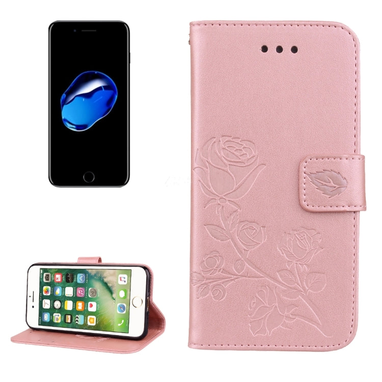 Fro iPhone 8 Plus & 7 Plus Roses Pressed Flowers Pattern Flip Leather Case with Holder & Card Slots & Wallet