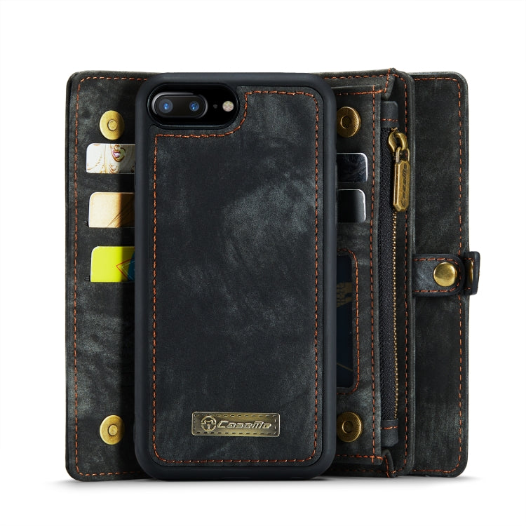 CaseMe for iPhone 8 Plus & 7 Plus Multifunctional Leather Billfold with Detachable Magnetic PC Back Protective Case & Holder & 11 Card Slots & 3 Cash Slots & 1 Zipper Wallet & 2 Photo Frames & 3 Magnetic Clasps