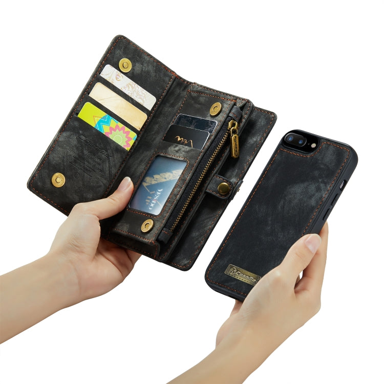CaseMe for iPhone 8 Plus & 7 Plus Multifunctional Leather Billfold with Detachable Magnetic PC Back Protective Case & Holder & 11 Card Slots & 3 Cash Slots & 1 Zipper Wallet & 2 Photo Frames & 3 Magnetic Clasps