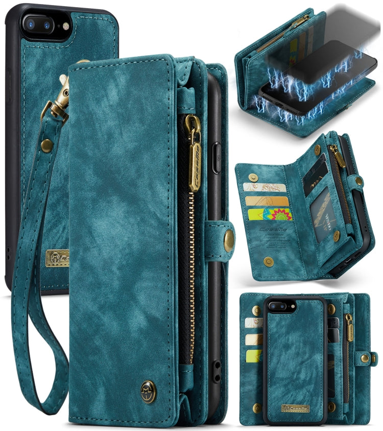 CaseMe for iPhone 8 Plus & 7 Plus Multifunctional Leather Billfold with Detachable Magnetic PC Back Protective Case & Holder & 11 Card Slots & 3 Cash Slots & 1 Zipper Wallet & 2 Photo Frames & 3 Magnetic Clasps