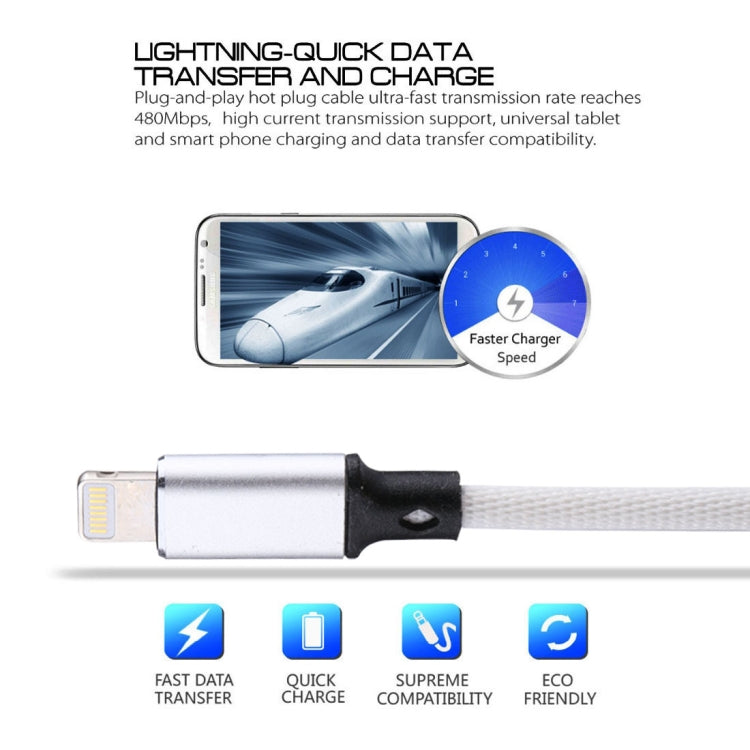 1m 2A USB to 8 Pin Nylon Weave Style Data Sync Charging Cable