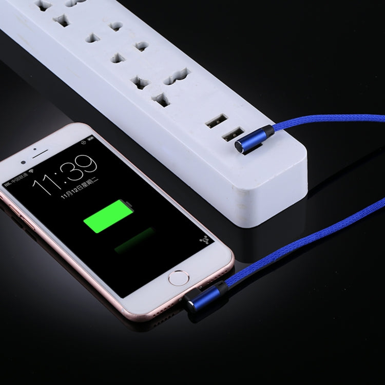 1m 2.4A Output USB to 8 Pin Double Elbow Design Nylon Weave Style Data Sync Charging Cable
