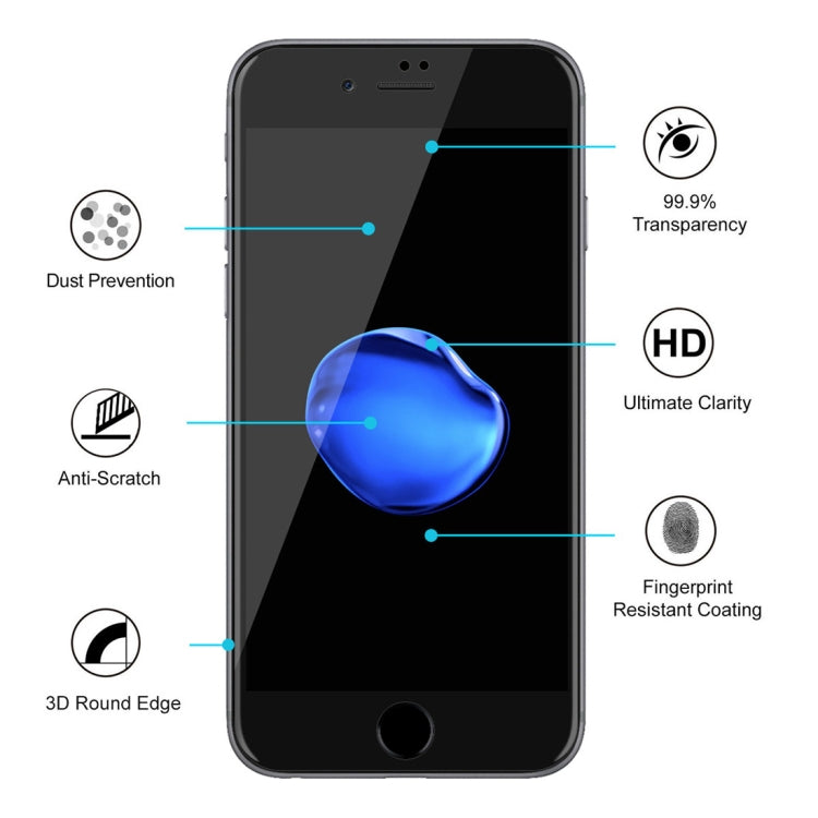 ENKAY Hat-Prince 0.26mm 9H Surface Hardness 6D Curved Edge Full Screen Tempered Glass Film for iPhone SE 2020 / 8 / 7