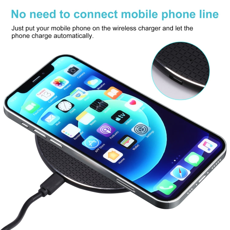 10W QI Plaid Pattern Round Metal Wireless Charger