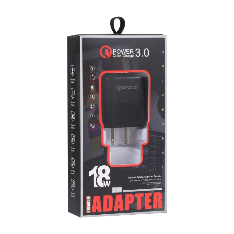 LZ-2117 18W QC3.0 3.1A USB Fast Charger, US Plug