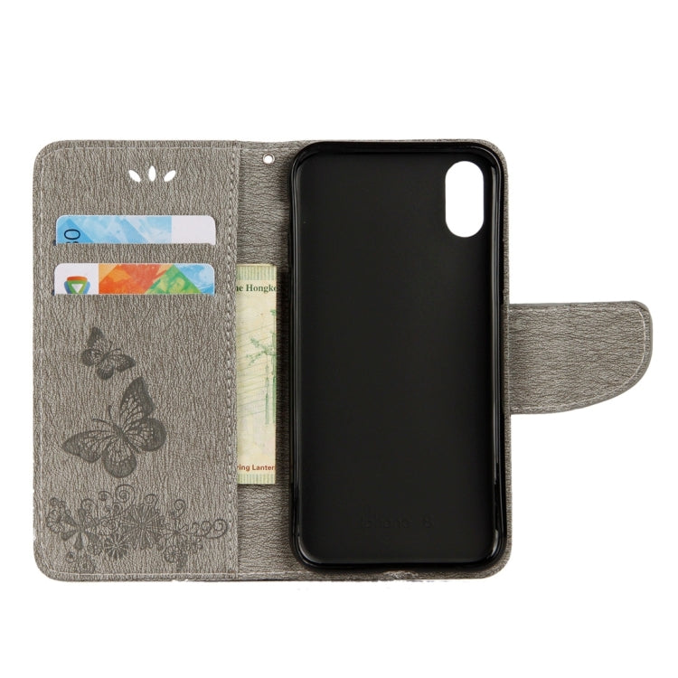 For iPhone X / XS Pressed Flowers Butterfly Pattern Horizontal Flip Leather Case with Holder & Card Slots & Wallet & Lanyard