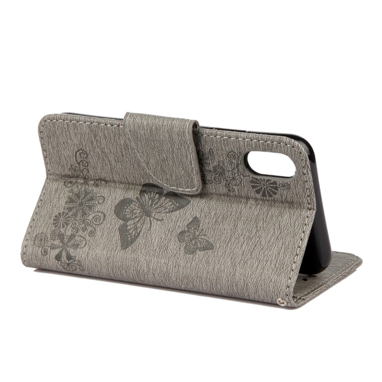 For iPhone X / XS Pressed Flowers Butterfly Pattern Horizontal Flip Leather Case with Holder & Card Slots & Wallet & Lanyard