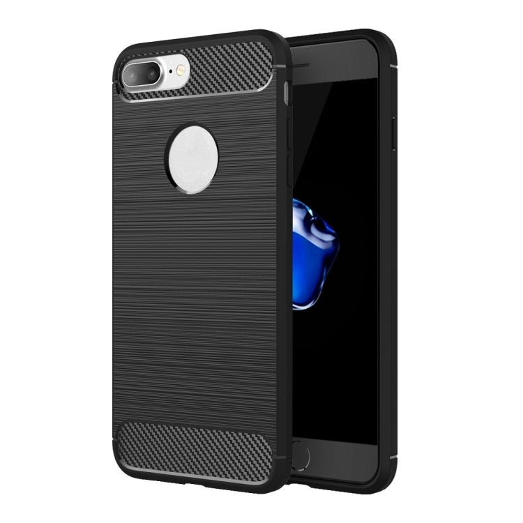 For iPhone 8 Plus Brushed Texture Fiber TPU Rugged Armor Protective Case