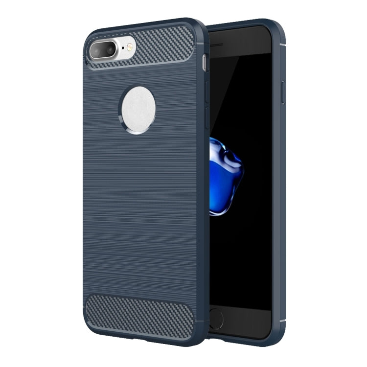 For iPhone 8 Plus Brushed Texture Fiber TPU Rugged Armor Protective Case