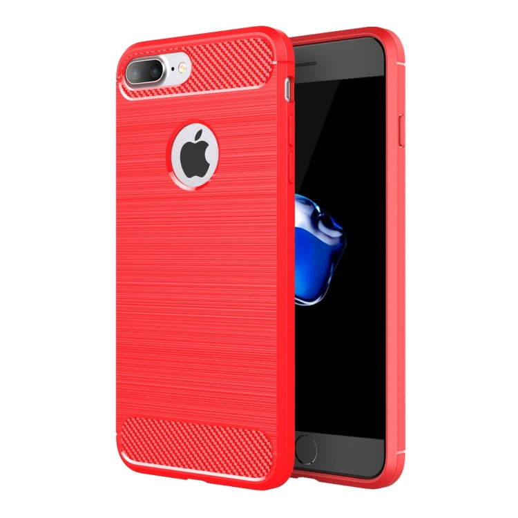 For iPhone 8 Plus Brushed Texture Fiber TPU Rugged Armor Protective Case