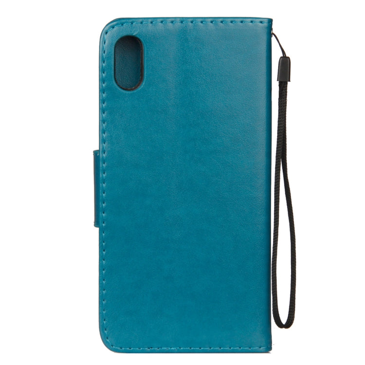 For iPhone XR Embossed Butterfly Pattern Horizontal Flip Leather Case with Card Slot & Holder & Wallet & Lanyard