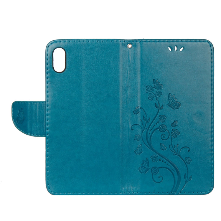 For iPhone XR Embossed Butterfly Pattern Horizontal Flip Leather Case with Card Slot & Holder & Wallet & Lanyard