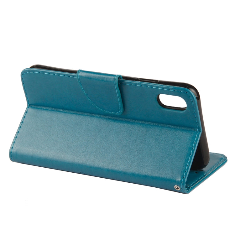 For iPhone XR Embossed Butterfly Pattern Horizontal Flip Leather Case with Card Slot & Holder & Wallet & Lanyard