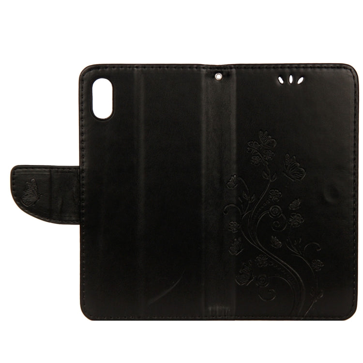 For iPhone XS Max Embossed Butterfly Pattern Horizontal Flip Leather Case with Card Slot & Holder & Wallet & Lanyard