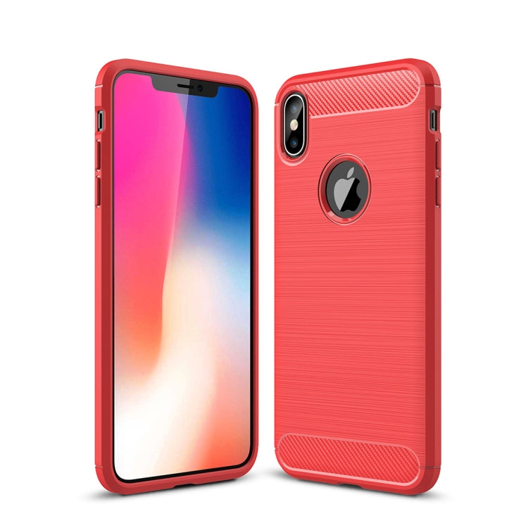 For iPhone XS Max Brushed Texture Carbon Fiber Shockproof TPU Protective Back Case