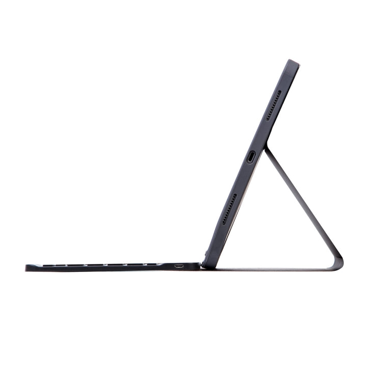 X-11B Skin Plain Texture Detachable Bluetooth Keyboard Tablet Case for iPad Pro 11 inch 2020 / 2018, with Pen Slot, Black Keyboard