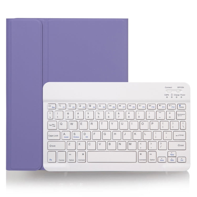 X-11B Skin Plain Texture Detachable Bluetooth Keyboard Tablet Case for iPad Pro 11 inch 2020 / 2018, with Pen Slot, White Keyboard