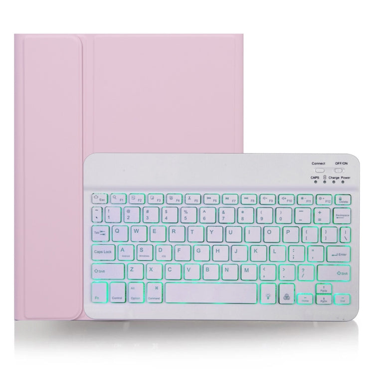 X-11BS Skin Plain Texture Detachable Bluetooth Keyboard Tablet Case for iPad Pro 11 inch 2020 / 2018, with Pen Slot & Backlight, White Keyboard