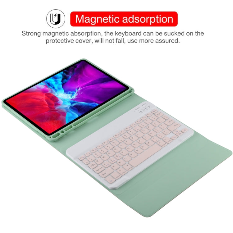 TG11B Detachable Bluetooth Pink Keyboard + Microfiber Leather Tablet Case for iPad Pro 11 inch (2020), with Pen Slot & Holder, Pink Keyboard