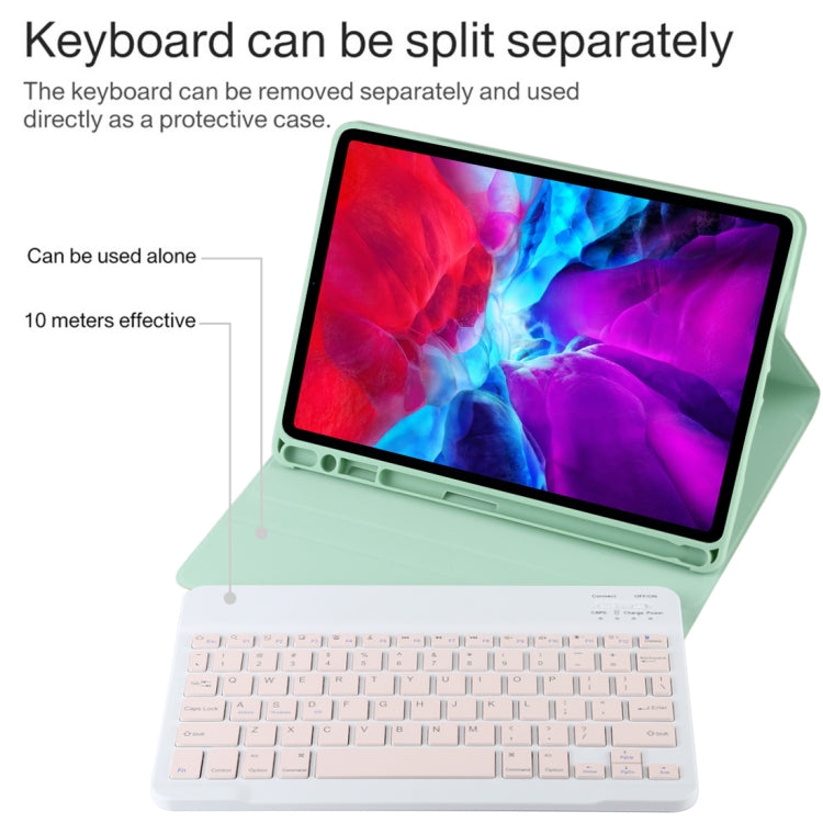 TG11B Detachable Bluetooth Pink Keyboard + Microfiber Leather Tablet Case for iPad Pro 11 inch (2020), with Pen Slot & Holder, Pink Keyboard