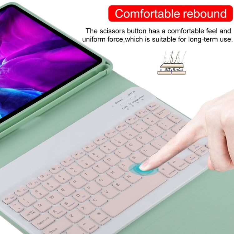 TG11B Detachable Bluetooth Pink Keyboard + Microfiber Leather Tablet Case for iPad Pro 11 inch (2020), with Pen Slot & Holder, Pink Keyboard