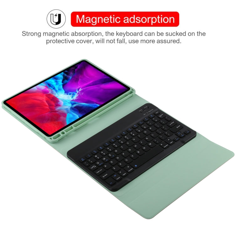 TG11B Detachable Bluetooth Black Keyboard + Microfiber Leather Tablet Case for iPad Pro 11 inch (2020), with Pen Slot & Holder, Black Keyboard