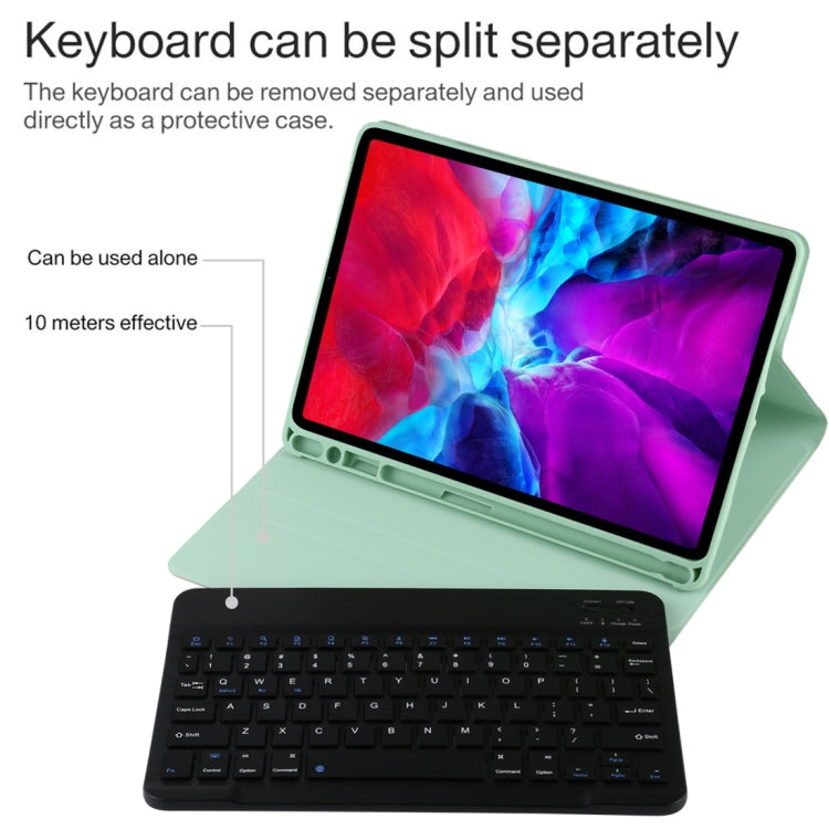 TG11B Detachable Bluetooth Black Keyboard + Microfiber Leather Tablet Case for iPad Pro 11 inch (2020), with Pen Slot & Holder, Black Keyboard