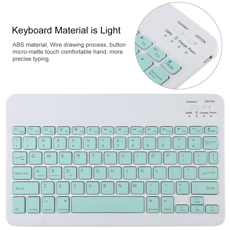 TG11B Detachable Bluetooth Green Keyboard + Microfiber Leather Tablet Case for iPad Pro 11 inch (2020), with Pen Slot & Holder, Green Keyboard