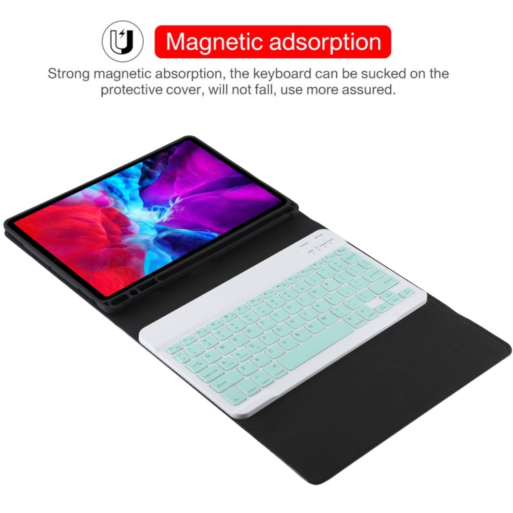 TG11B Detachable Bluetooth Green Keyboard + Microfiber Leather Tablet Case for iPad Pro 11 inch (2020), with Pen Slot & Holder, Green Keyboard