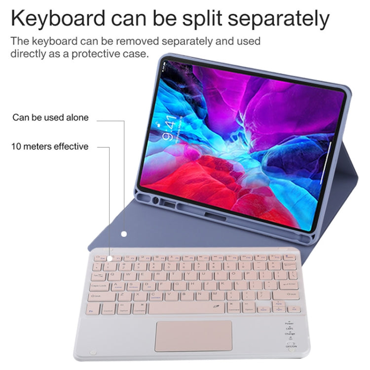 TG11BC Detachable Bluetooth Pink Keyboard Microfiber Leather Tablet Case for iPad Pro 11 inch (2020), with Touchpad & Pen Slot & Holder, Pink Keyboard