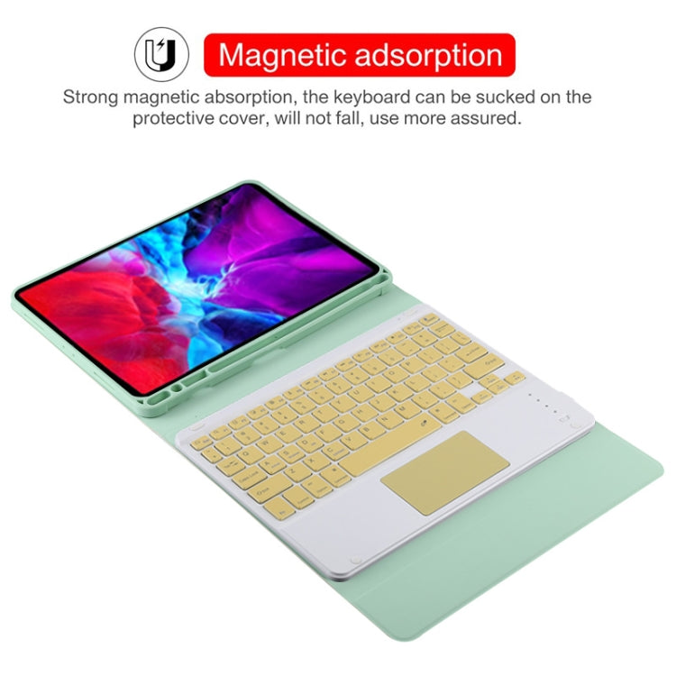 TG11BC Detachable Bluetooth Yellow Keyboard Microfiber Leather Tablet Case for iPad Pro 11 inch (2020), with Touchpad & Pen Slot & Holder, Yellow Keyboard