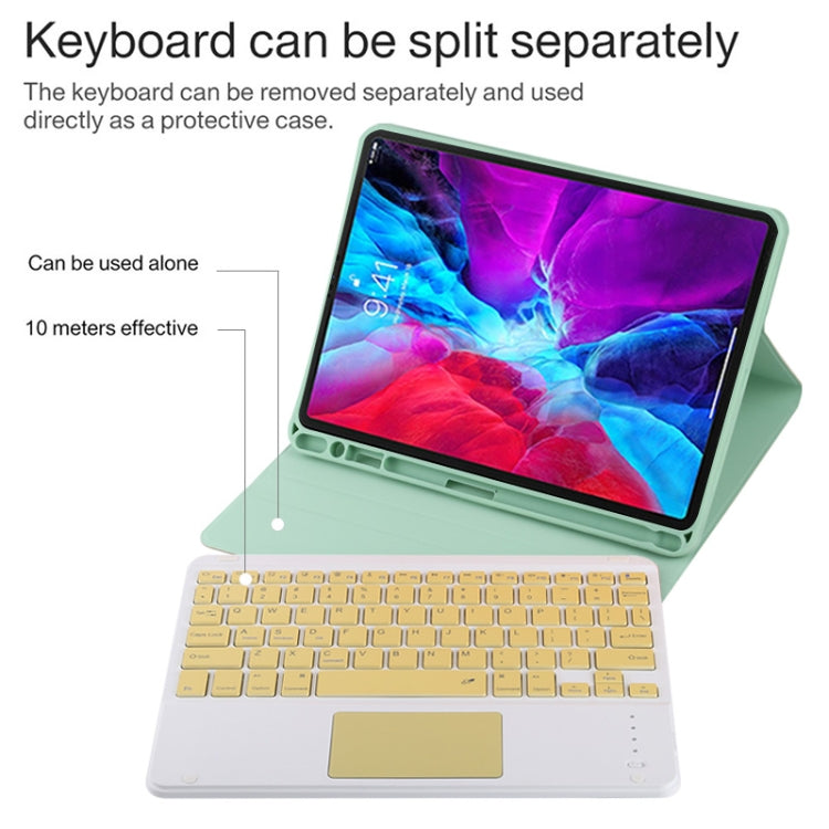 TG11BC Detachable Bluetooth Yellow Keyboard Microfiber Leather Tablet Case for iPad Pro 11 inch (2020), with Touchpad & Pen Slot & Holder, Yellow Keyboard