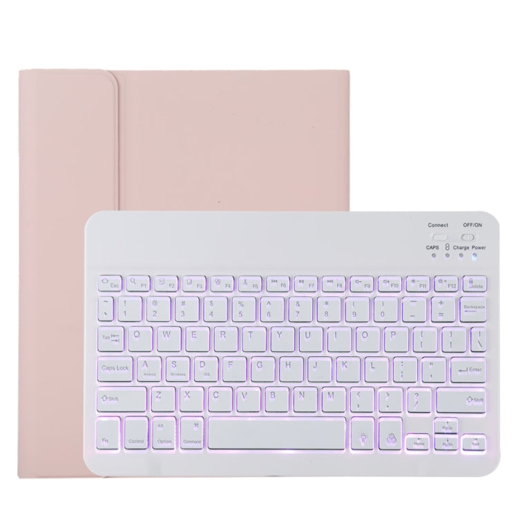 TG11BS Detachable Bluetooth White Keyboard Microfiber Leather Tablet Case for iPad Pro 11 inch (2020), with Backlight & Pen Slot & Holder, White Keyboard
