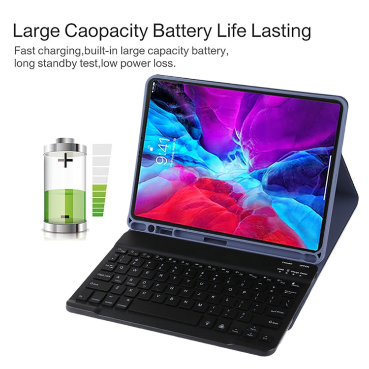 TG11BS Detachable Bluetooth Black Keyboard + Microfiber Leather Tablet Case for iPad Pro 11 inch (2020), with Backlight & Pen Slot & Holder, Black Keyboard