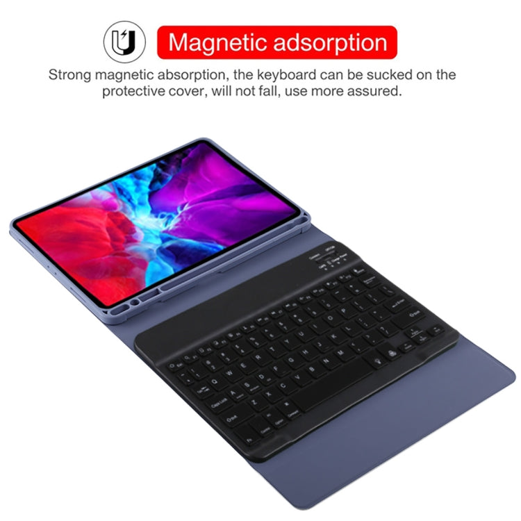 TG11BS Detachable Bluetooth Black Keyboard + Microfiber Leather Tablet Case for iPad Pro 11 inch (2020), with Backlight & Pen Slot & Holder, Black Keyboard