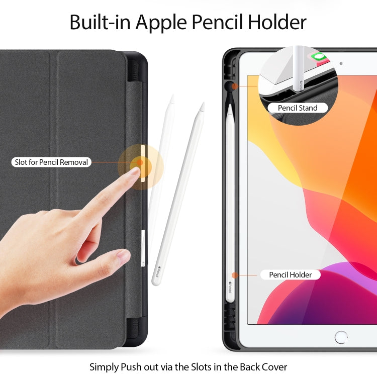 For iPad 10.2 DUX DUCIS Domo Series Horizontal Flip Magnetic PU Leather Case with Three-folding Holder & Pen Slot & Sleep / Wake-up Function