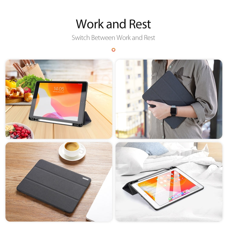 For iPad 10.2 DUX DUCIS Domo Series Horizontal Flip Magnetic PU Leather Case with Three-folding Holder & Pen Slot & Sleep / Wake-up Function