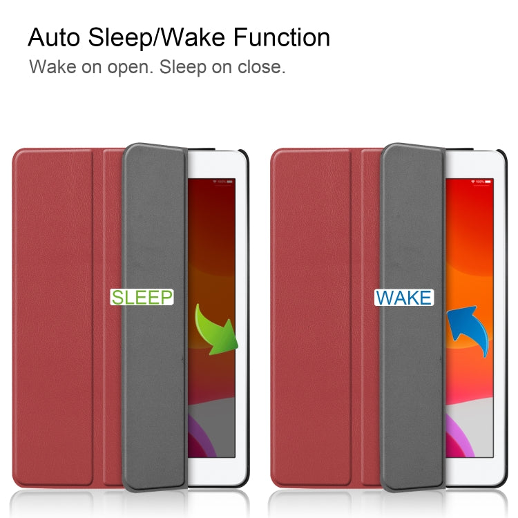 For iPad 10.2 Custer Texture Horizontal Flip Smart PU Leather Case with Sleep / Wake-up Function & Three-folding Holder, For iPad 10.2