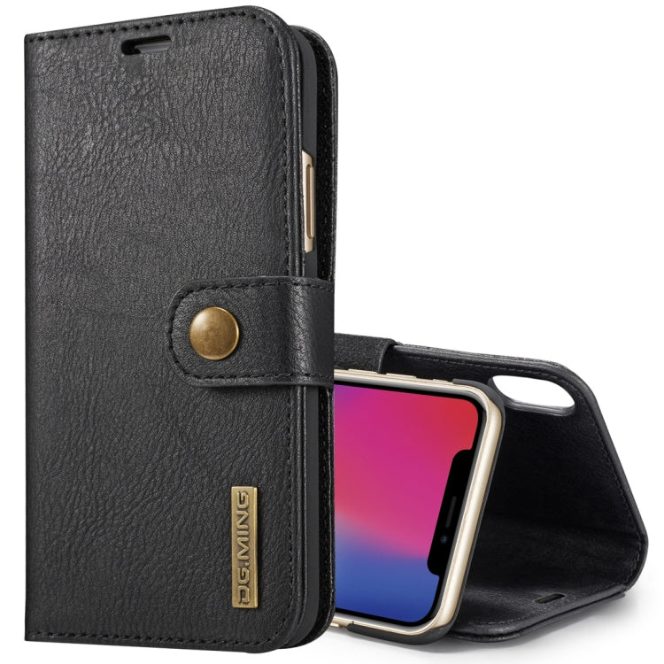 For iPhone X / XS DG.MING Crazy Horse Texture Horizontal Flip Detachable Magnetic Protective Case with Holder & Card Slots & Wallet