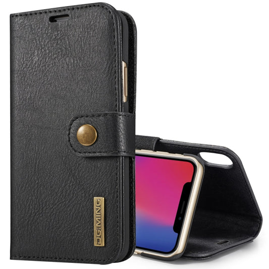 For iPhone X / XS DG.MING Crazy Horse Texture Horizontal Flip Detachable Magnetic Protective Case with Holder & Card Slots & Wallet