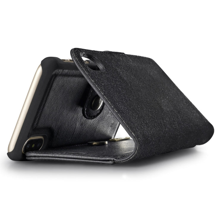 For iPhone X / XS DG.MING Crazy Horse Texture Horizontal Flip Detachable Magnetic Protective Case with Holder & Card Slots & Wallet