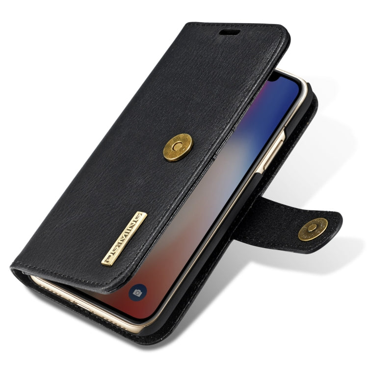 For iPhone X / XS DG.MING Crazy Horse Texture Horizontal Flip Detachable Magnetic Protective Case with Holder & Card Slots & Wallet