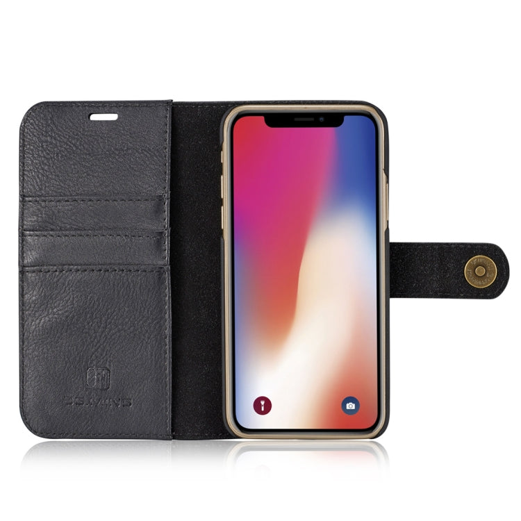 For iPhone X / XS DG.MING Crazy Horse Texture Horizontal Flip Detachable Magnetic Protective Case with Holder & Card Slots & Wallet