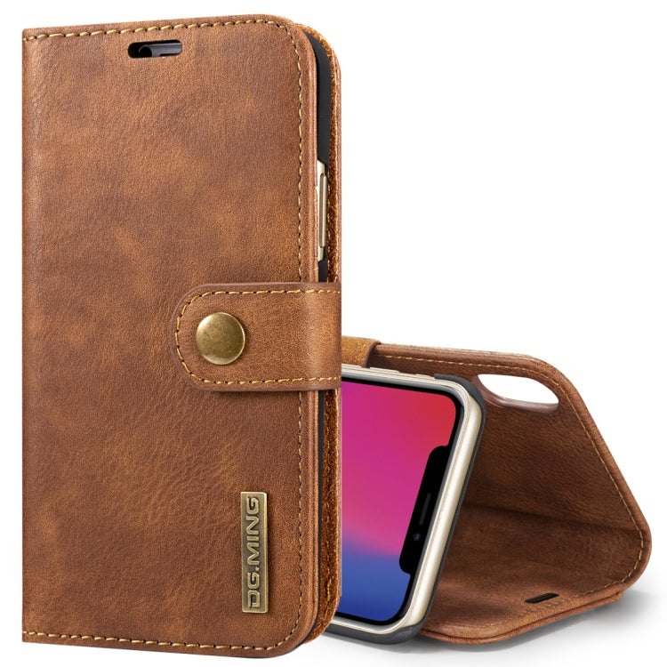 For iPhone X / XS DG.MING Crazy Horse Texture Horizontal Flip Detachable Magnetic Protective Case with Holder & Card Slots & Wallet
