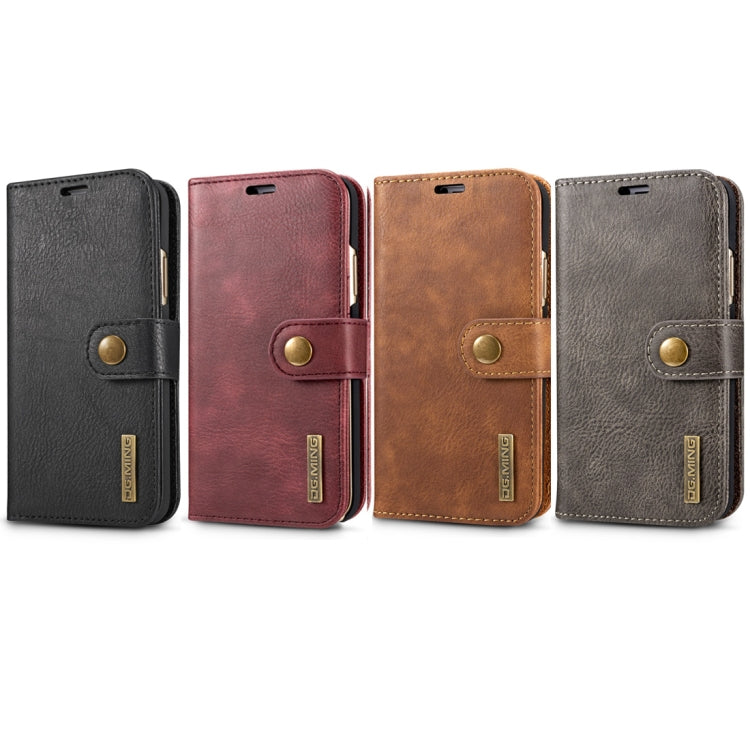 For iPhone X / XS DG.MING Crazy Horse Texture Horizontal Flip Detachable Magnetic Protective Case with Holder & Card Slots & Wallet