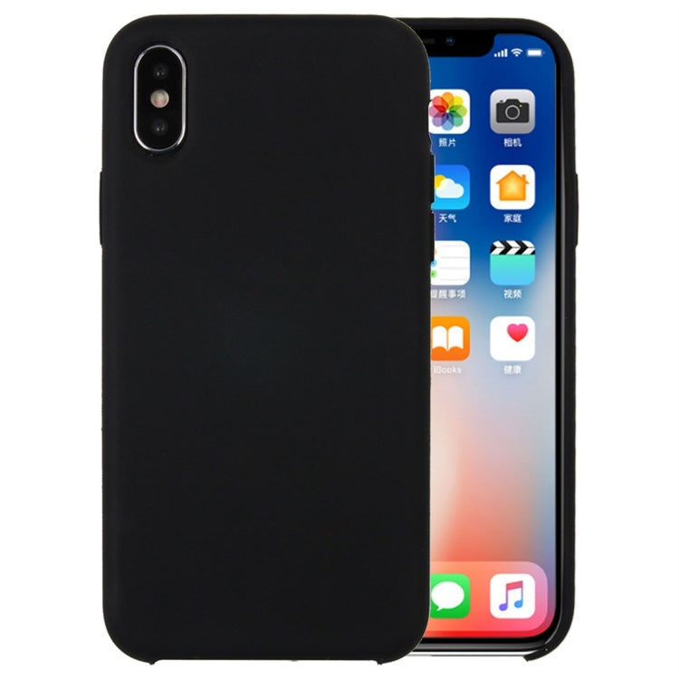For iPhone X / XS Pure Color Liquid Silicone + PC Dropproof Protective Back Cover Case