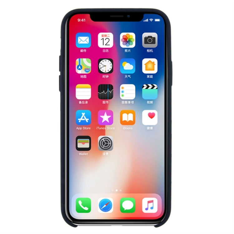 For iPhone X / XS Pure Color Liquid Silicone + PC Dropproof Protective Back Cover Case