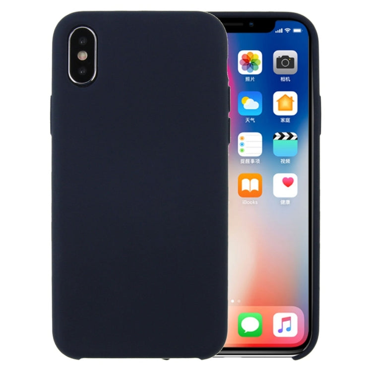 For iPhone X / XS Pure Color Liquid Silicone + PC Dropproof Protective Back Cover Case