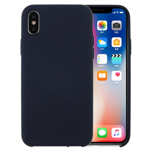 For iPhone X / XS Pure Color Liquid Silicone + PC Dropproof Protective Back Cover Case